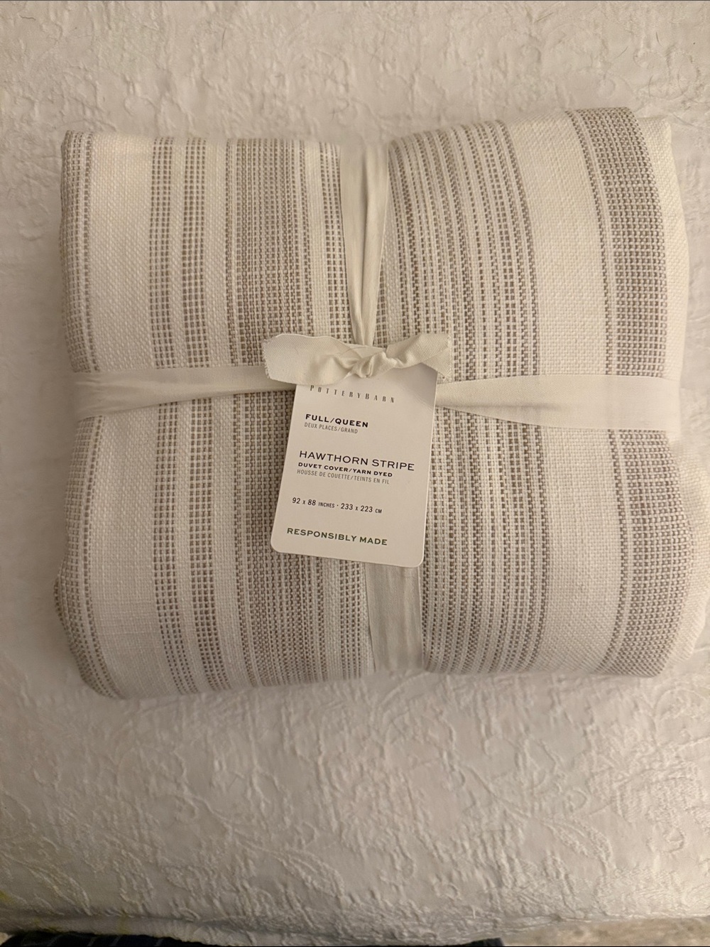 Pottery Barn Hawthorn Stripe Duvet Cover in Taupe (out of stock @PB)